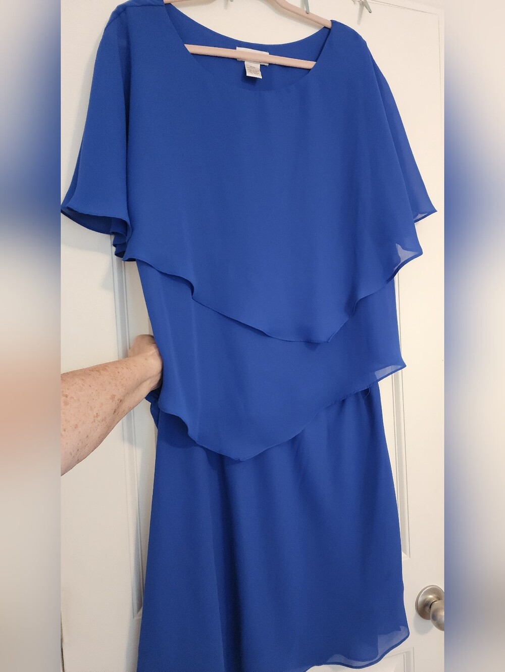 Drapers & Damons 2pc Dress Royal Blue Layered Chiffon NWOT 20W Wedding Cocktail